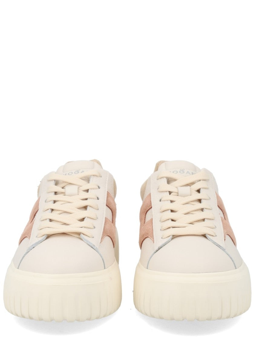 Hogan White H-Stripes Suede Panel Sneakers