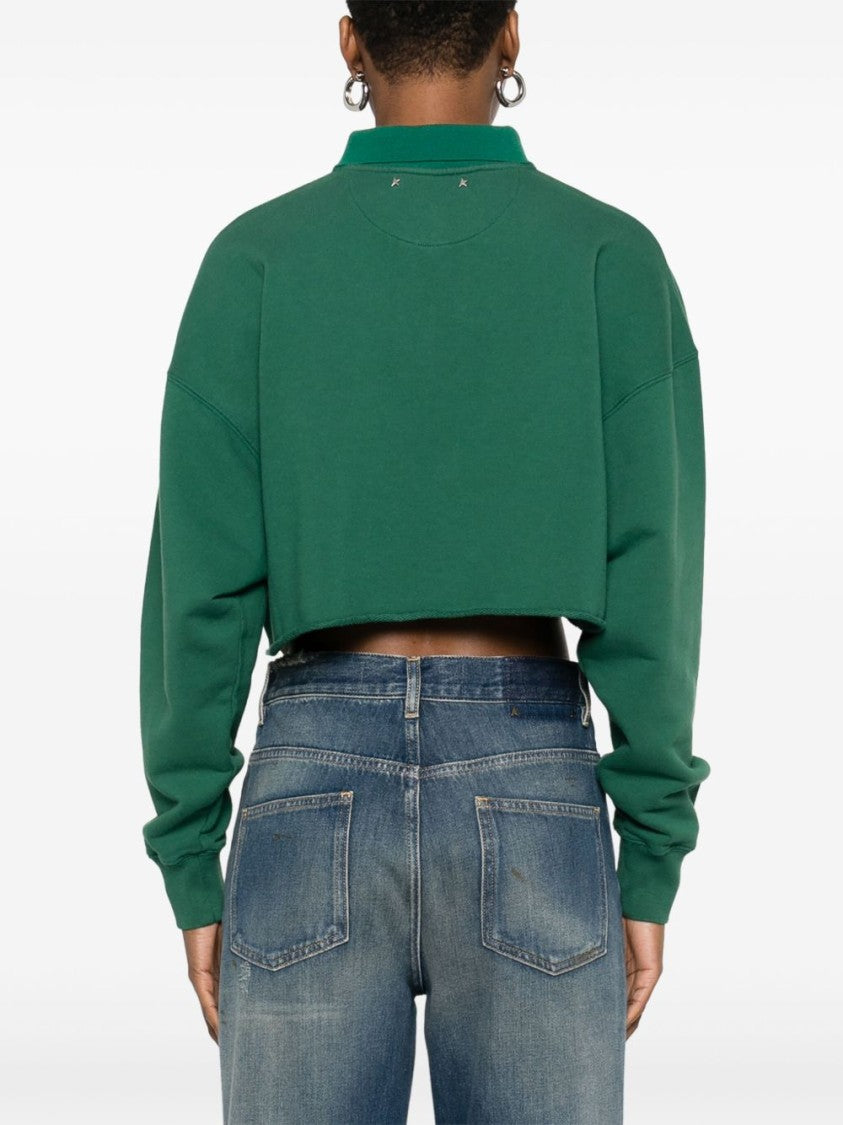 Golden Goose Cropped Forest Green Sweatshirt