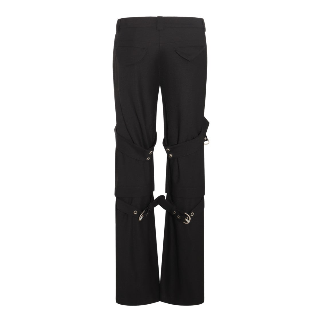 Off-White Black Virgin Wool Blend Cargo Pants With Zipped Knees And Utility Accents