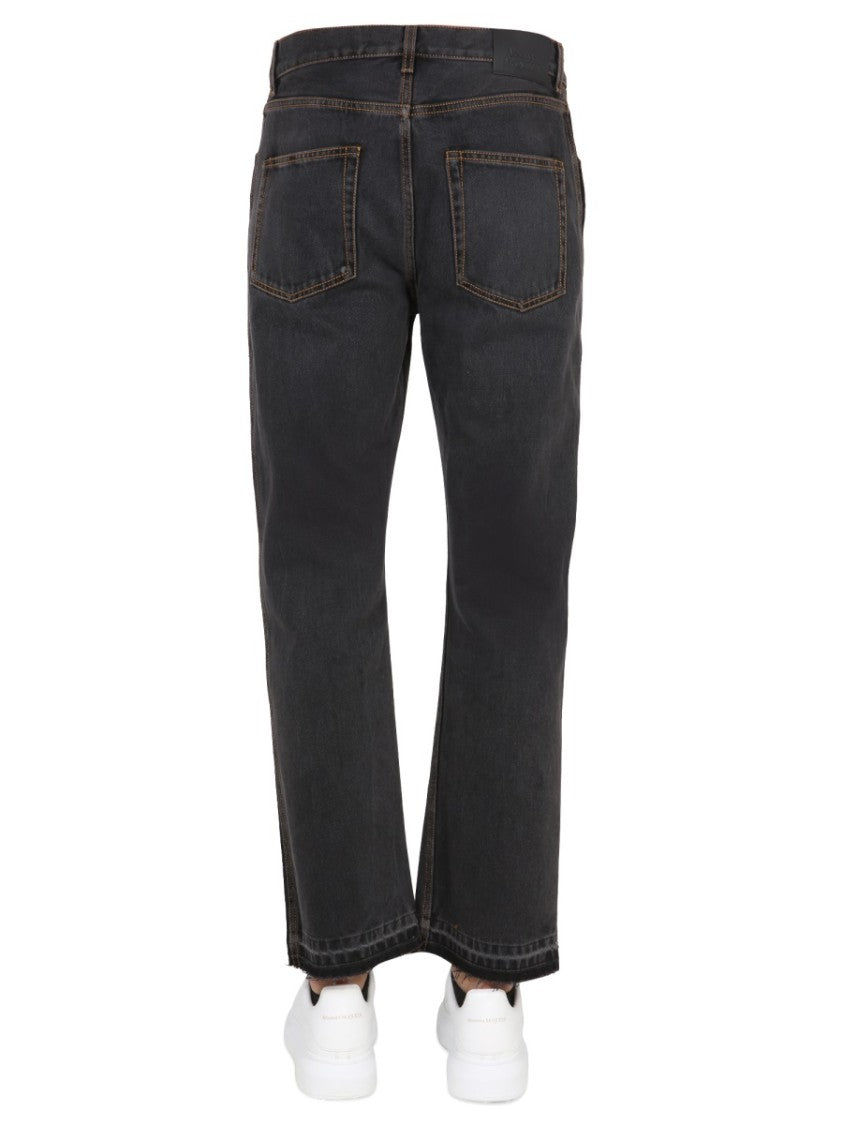 Alexander Mcqueen Raw Cut Hem Black Jeans