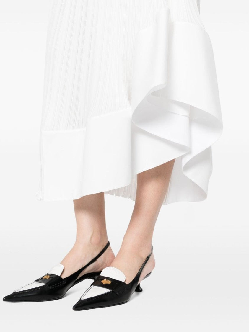 Lanvin Pleated Asymmetric White Crepe De Chine Skirt