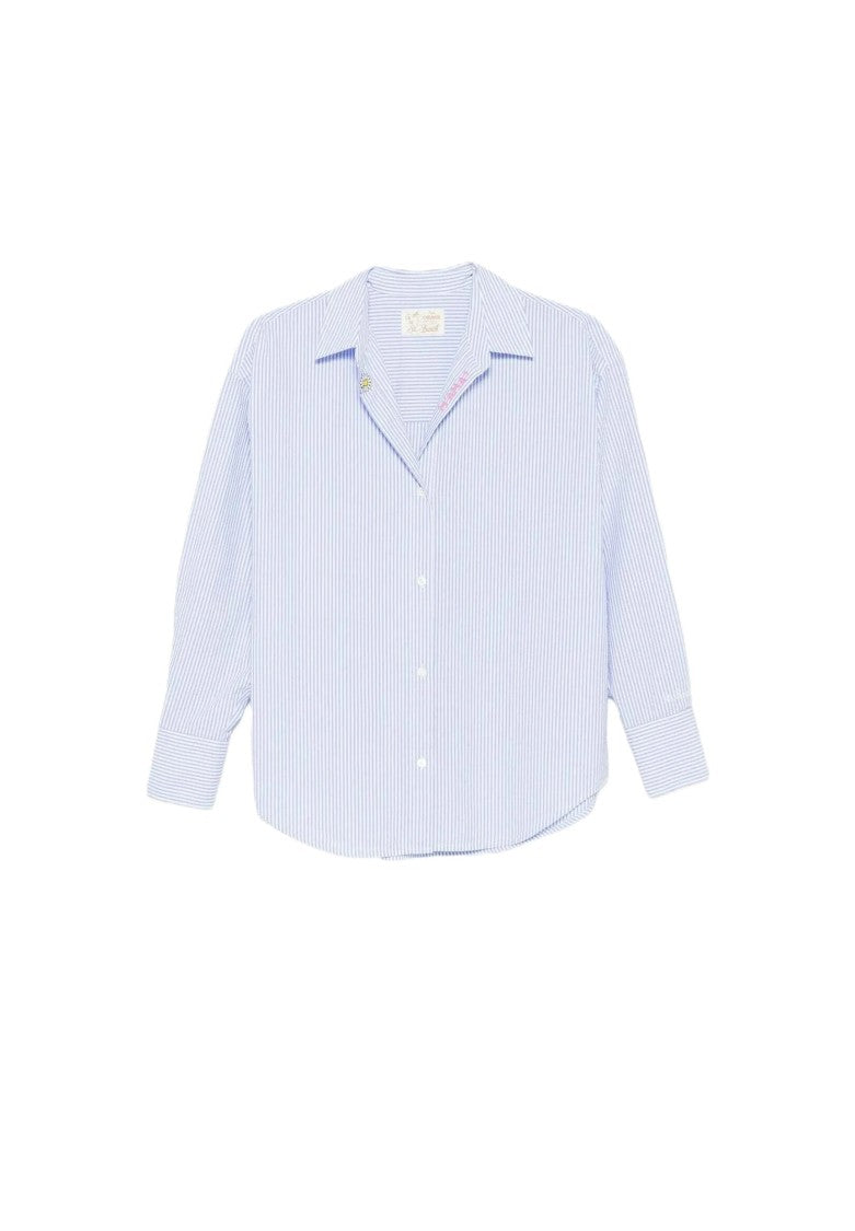 Mc2 Saint Barth Light Blue And White Striped Button-Up Shirt
