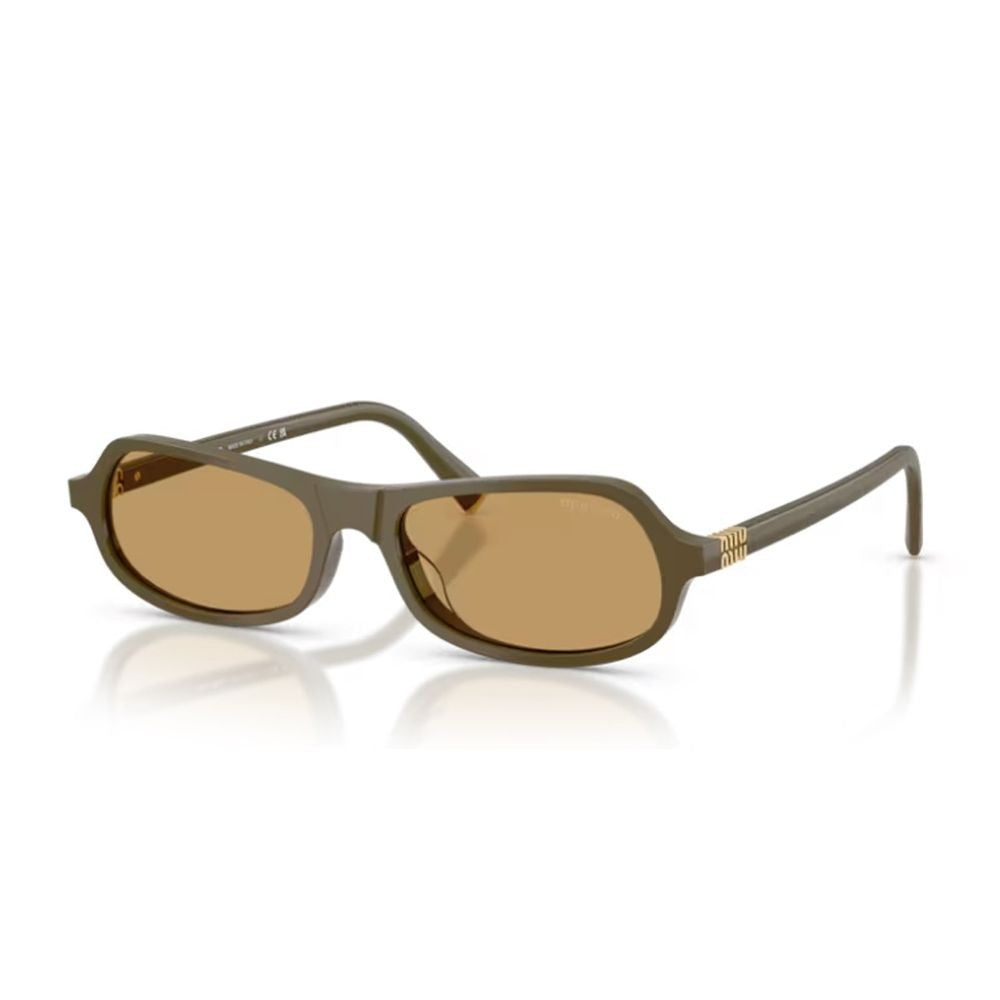 Miu Miu Sculpted Green Acetate Sunglasses With Retro Character