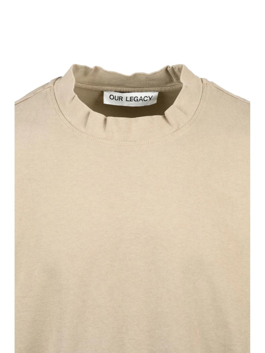 Our Legacy Long-Sleeve Taupe T-Shirt With Raw-Edge Crew Neckline