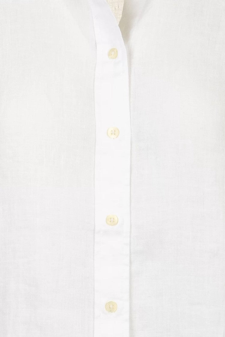 Lauren Ralph Lauren White Karrie Tissue Linen Button Shirt
