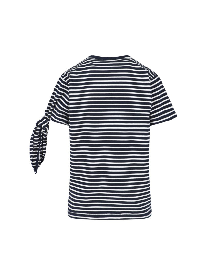 J. W. Anderson Blue Striped Knotted Sleeve Cotton T-Shirt
