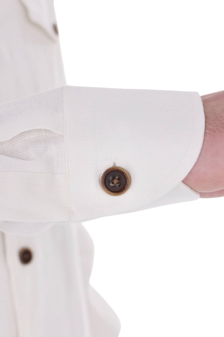 Borriello White Nigel Pure Linen Overshirt Jacket