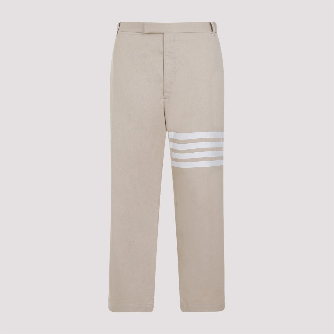 Thom Browne Camel Beige Cotton Unconstructed Straight Leg Trousers