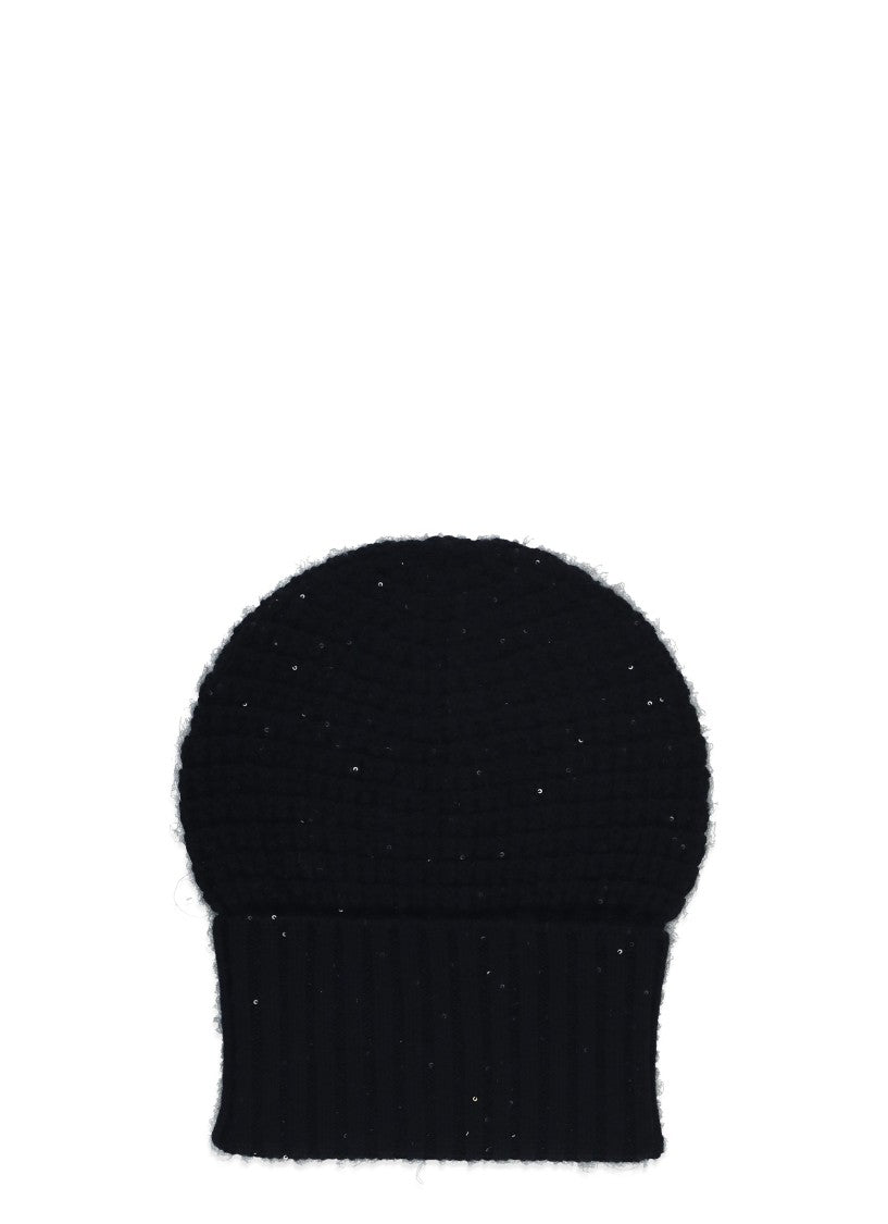 Fabiana Filippi Black Wool-Blend Sequined Beanie