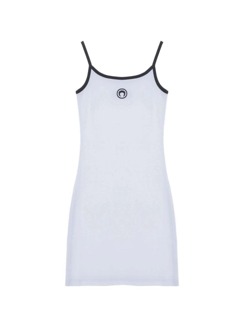 Marine Serre Moon Logo Jersey Mini Dress White