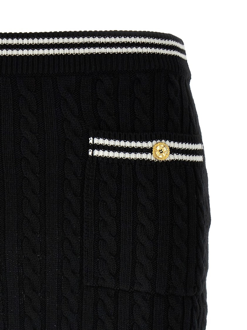 Alessandra Rich Braided Cotton Mini Skirt With Contrast Details