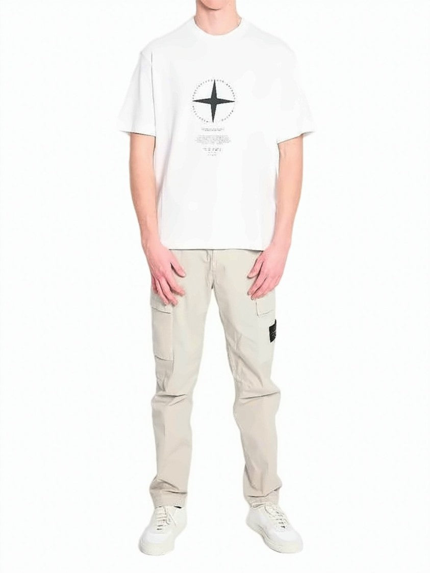 Stone Island White Lightweight Breathable Central Compass T-Shirt