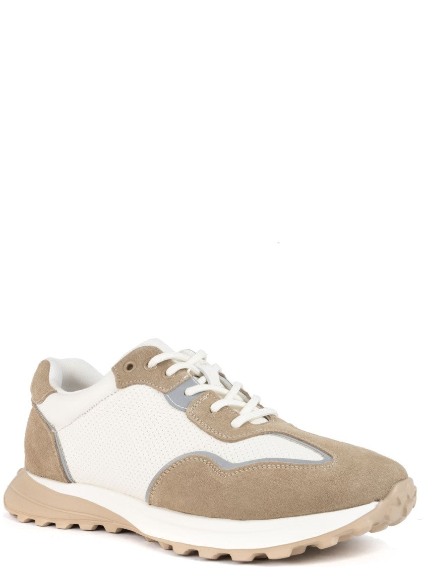 Sergio Moretti Beige Cow Leather And Suede Trainers