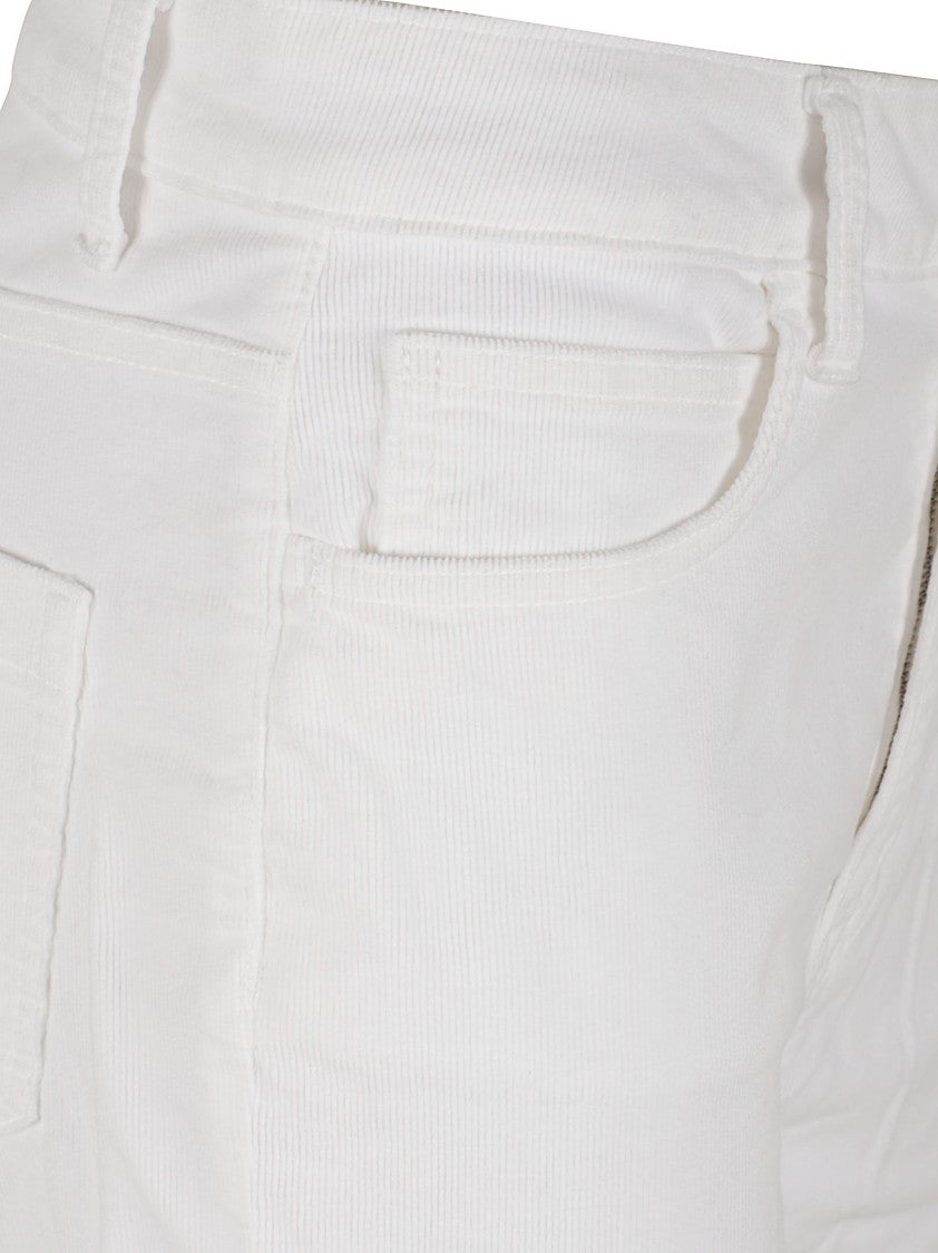 Anaii Straight White Pants With Subtle Texture And Flared Hem