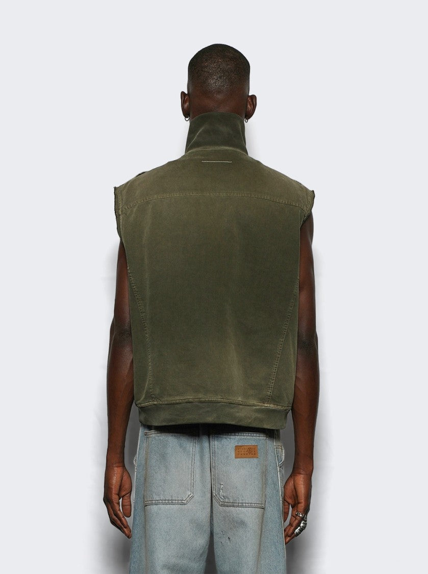 Mm6 By Maison Margiela Stand Collar Sleeveless Vest With Functional Pockets