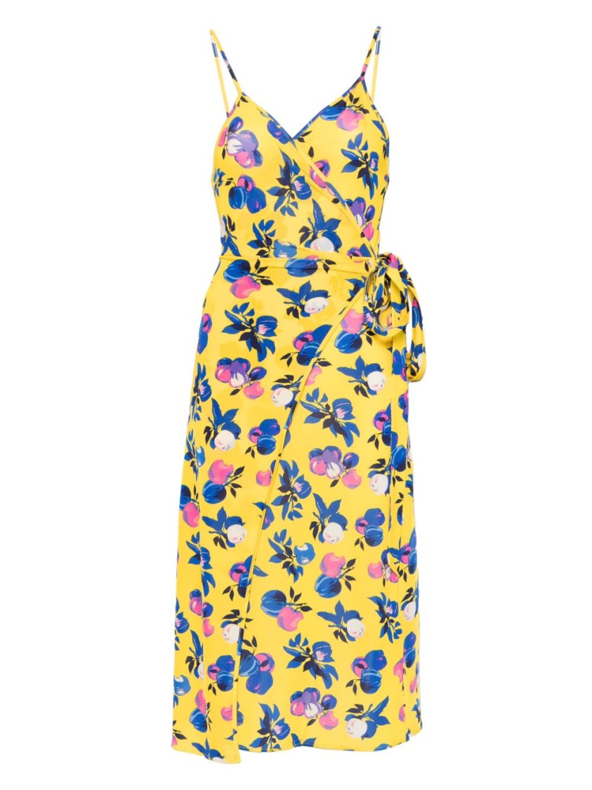 Coperni Canary Yellow Floral Print Tied Dress