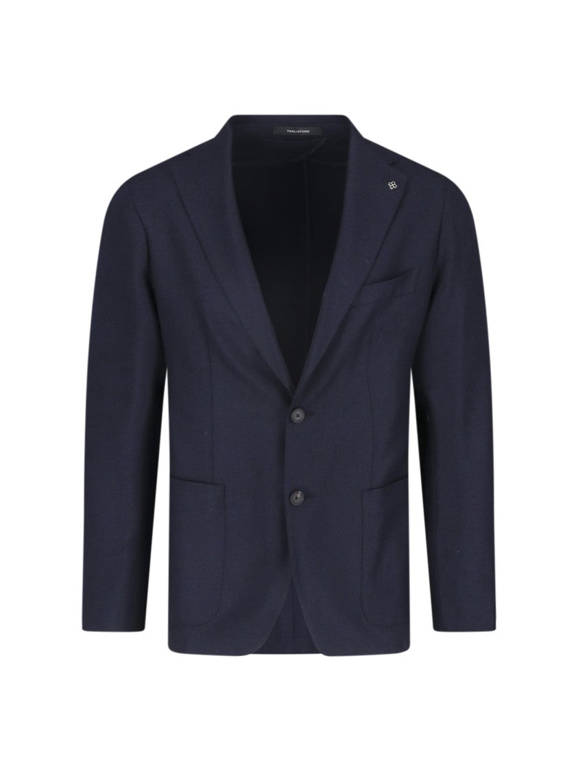 Tagliatore Blue Single-Breasted Virgin Wool Blazer