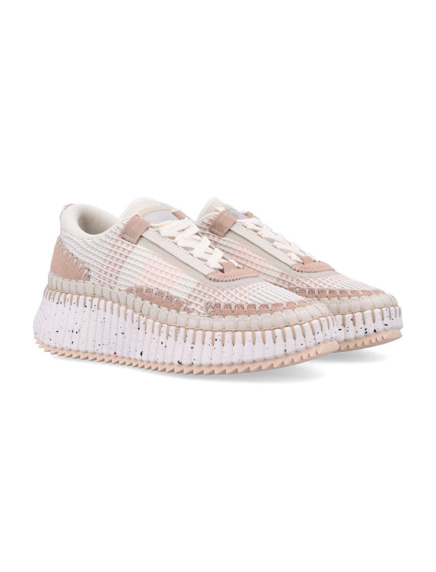 Chloé Hand-Stitched Mesh Sneakers With Suede Inserts
