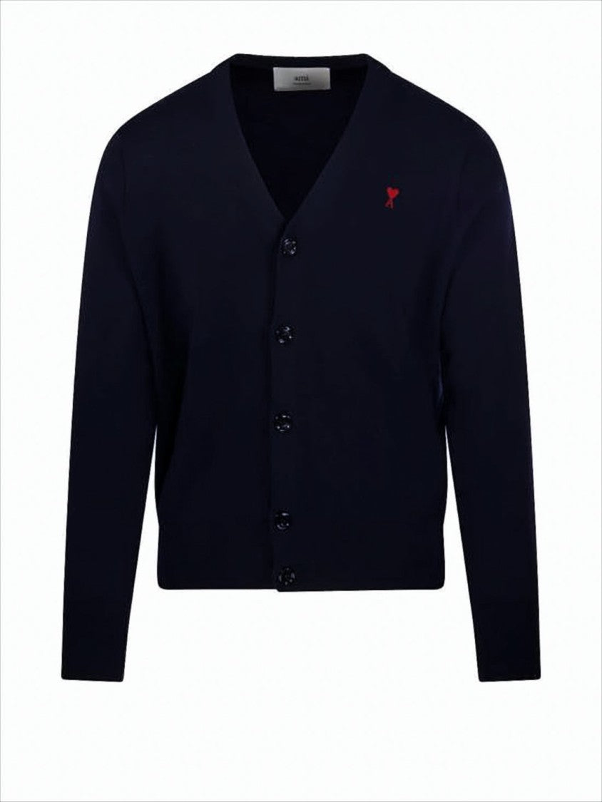 Ami V-Neck Cardigan With Button-Down Front
