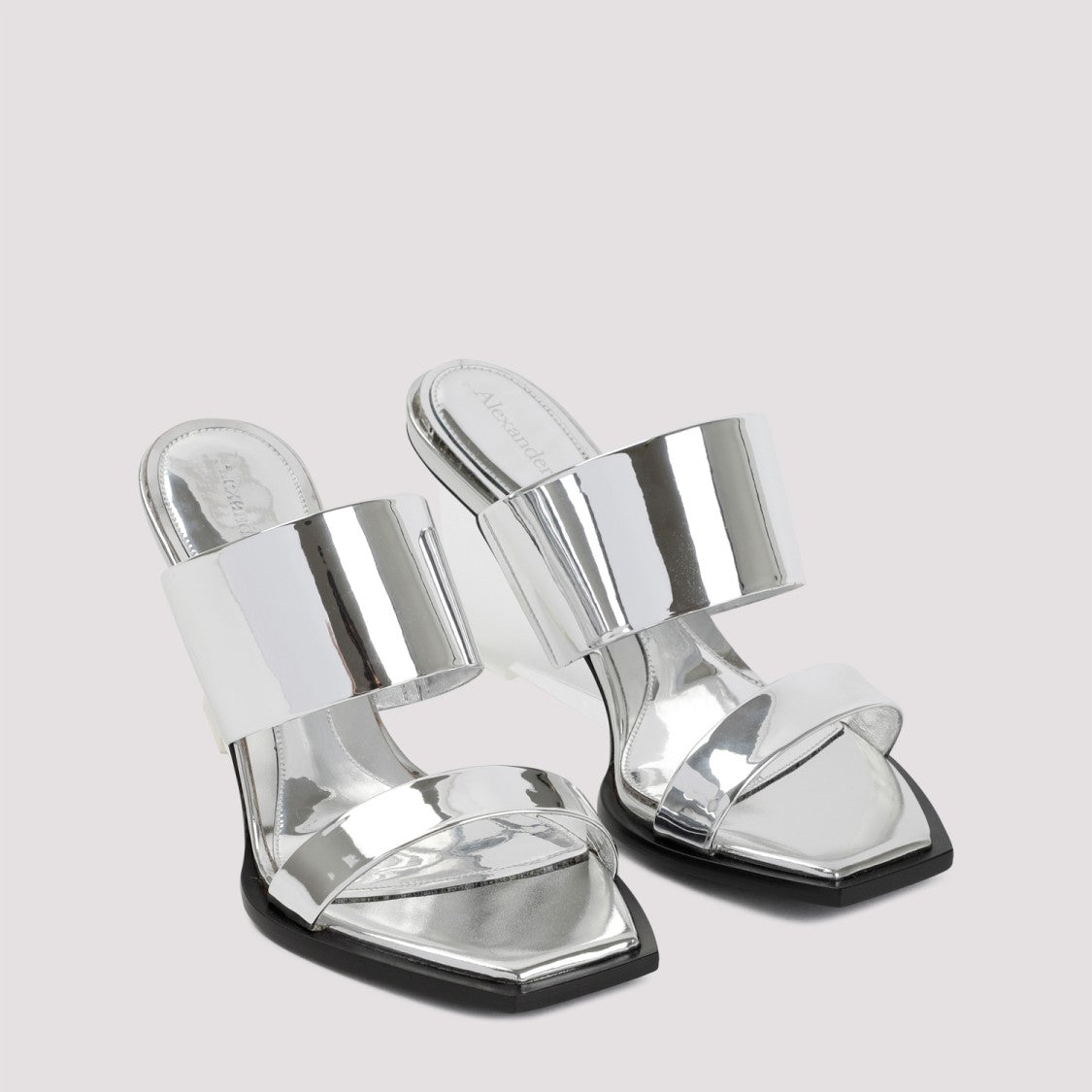 Alexander Mcqueen Silver Calf Leather Sandals