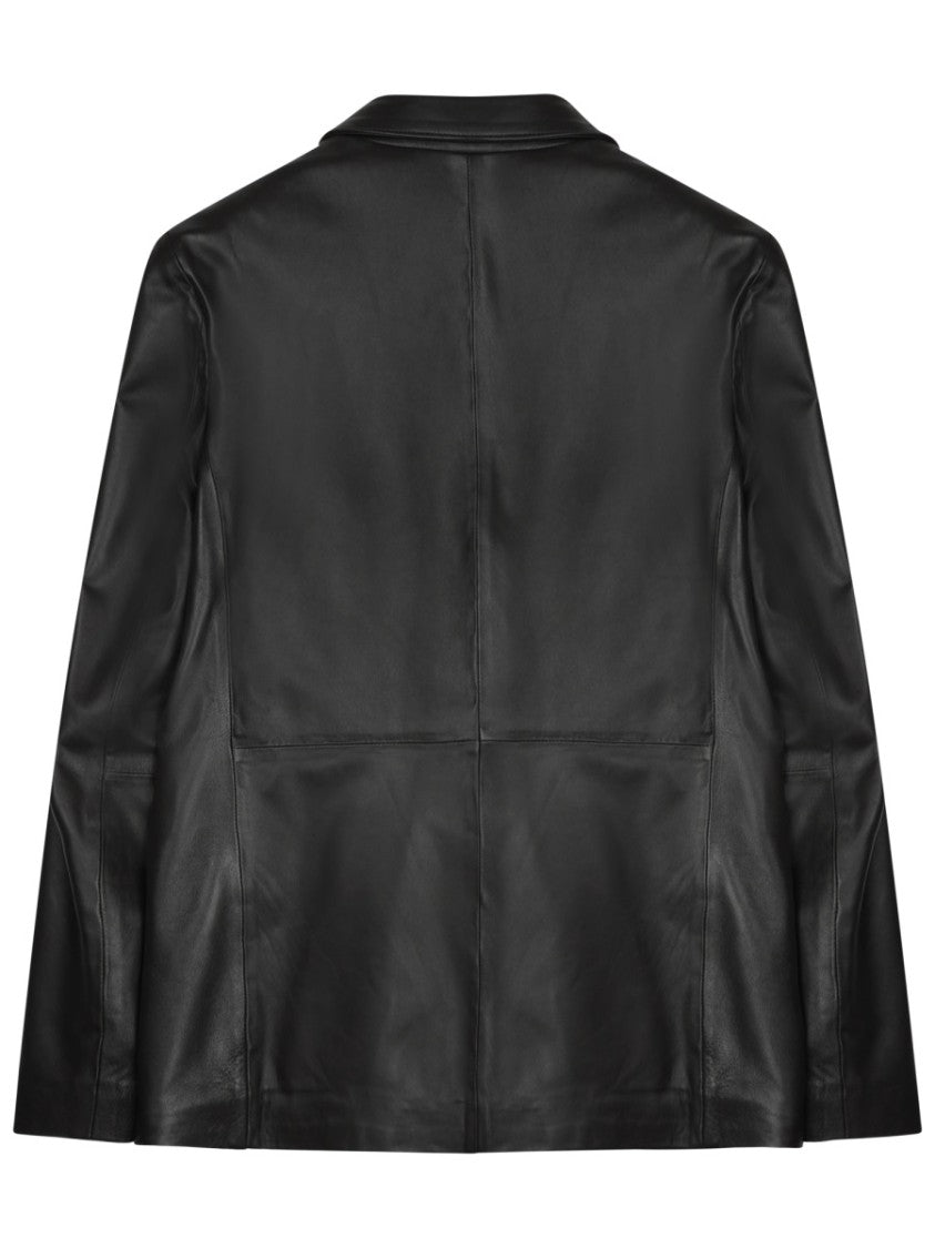 Department 5 Black Arielle Double-Breasted Leather Blazer