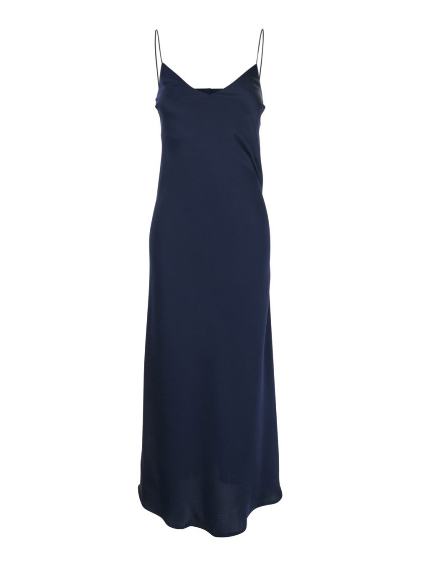 Plain Blue Dress With Thin Straps