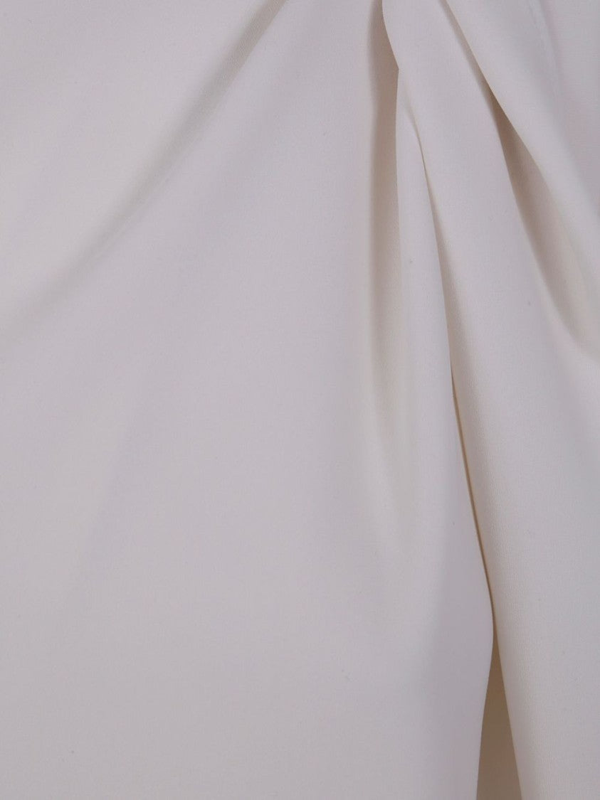 Parosh Silky Off-White Shirt With Draped Shoulder Detail