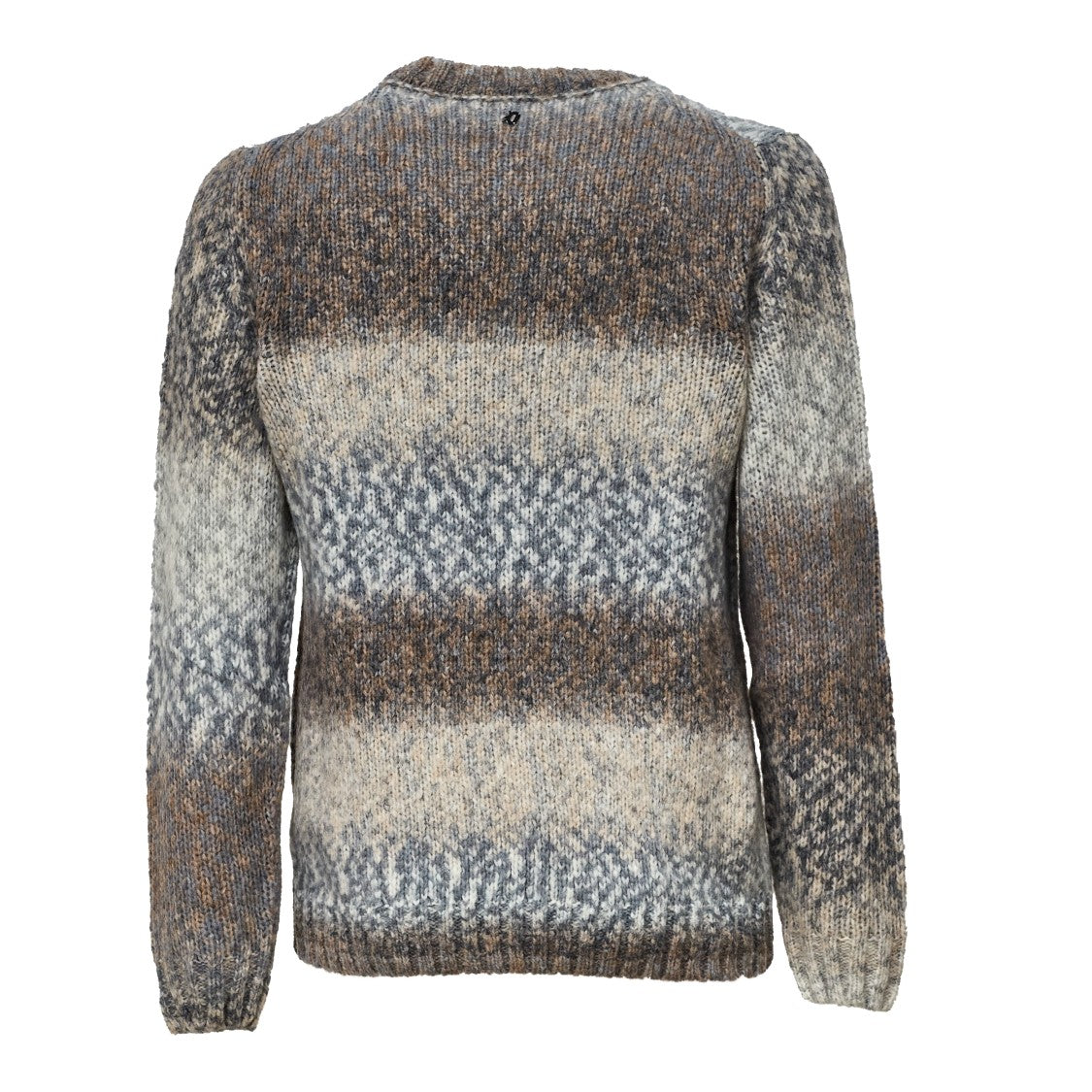 Dondup Textured Jacquard Knit Crew Neck Jumper In Wool Blend