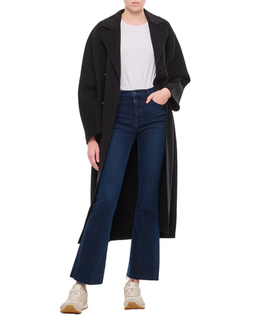 Mother Mid-Rise Flare Denim Pants With Frayed Hem