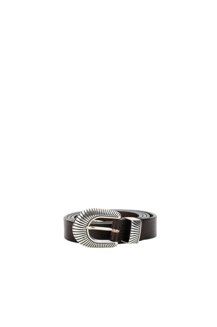 Alberto Luti Distinctive Silver Buckle Leather Belt