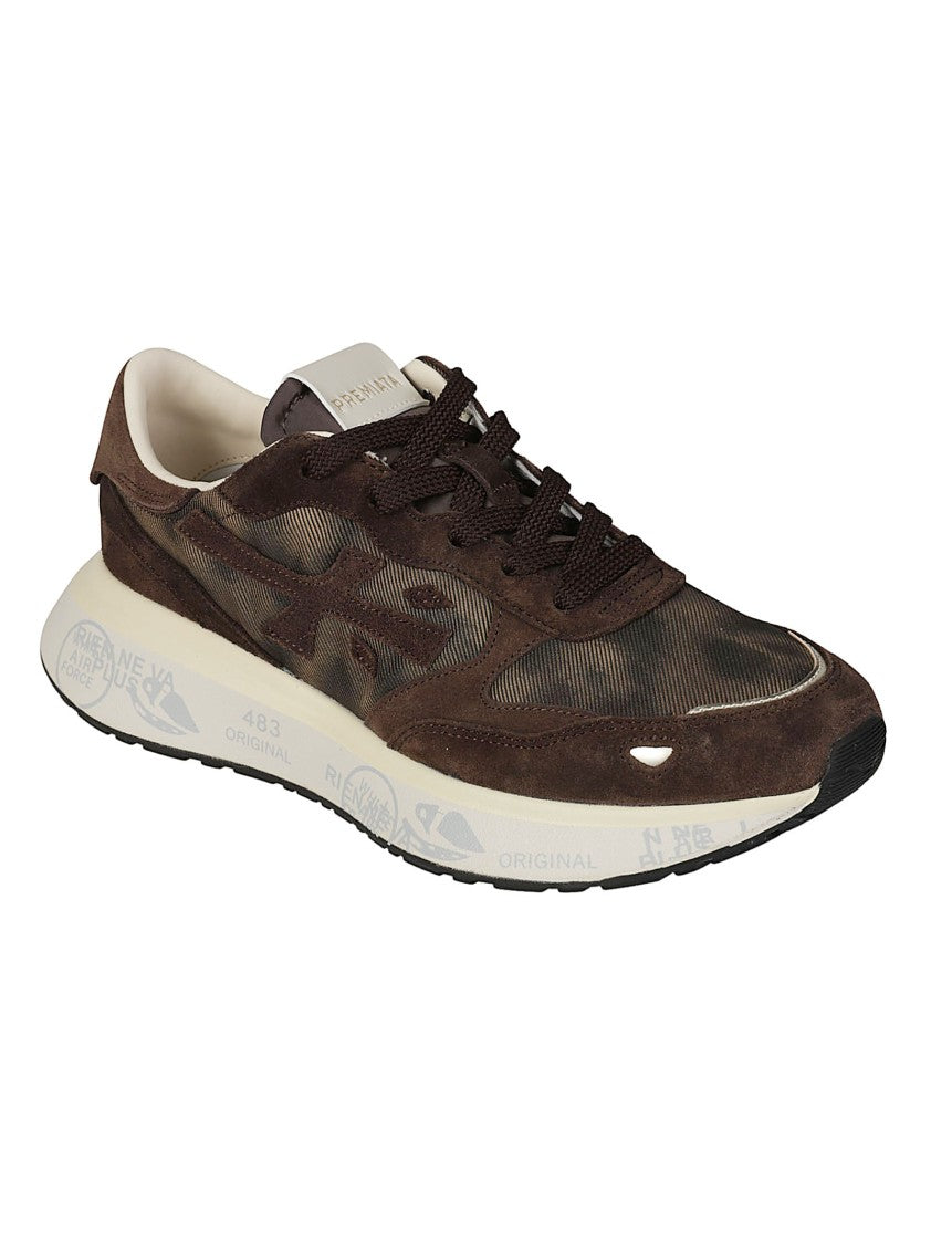 Premiata Lauryn Dark Brown Calfskin Mesh Sneakers