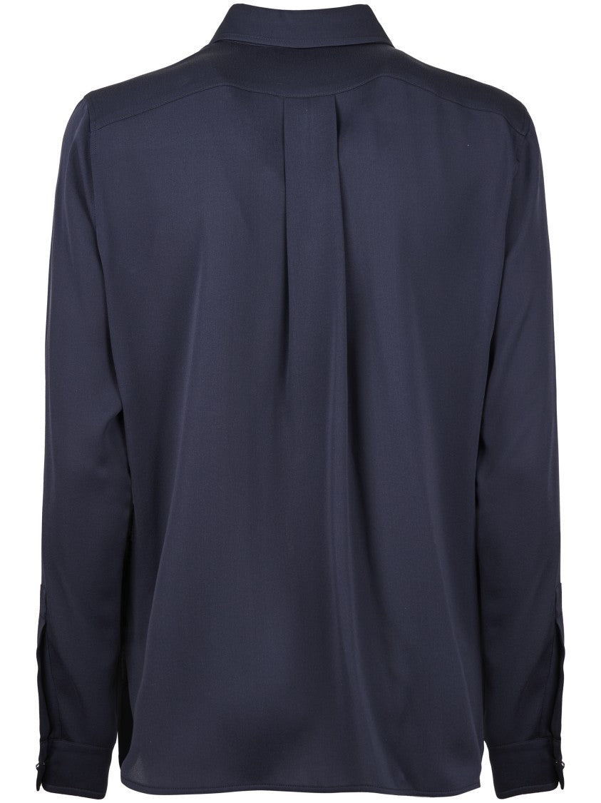 Max Mara Silk Blue Shirt With Classic Collar