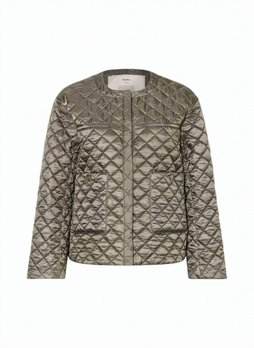 Max Mara Quilted Brown Padded Jacket With Diamond Pattern