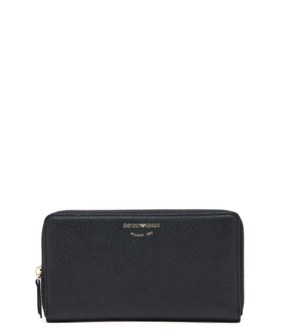 Emporio Armani Zip Around Deer Print Leather Wallet