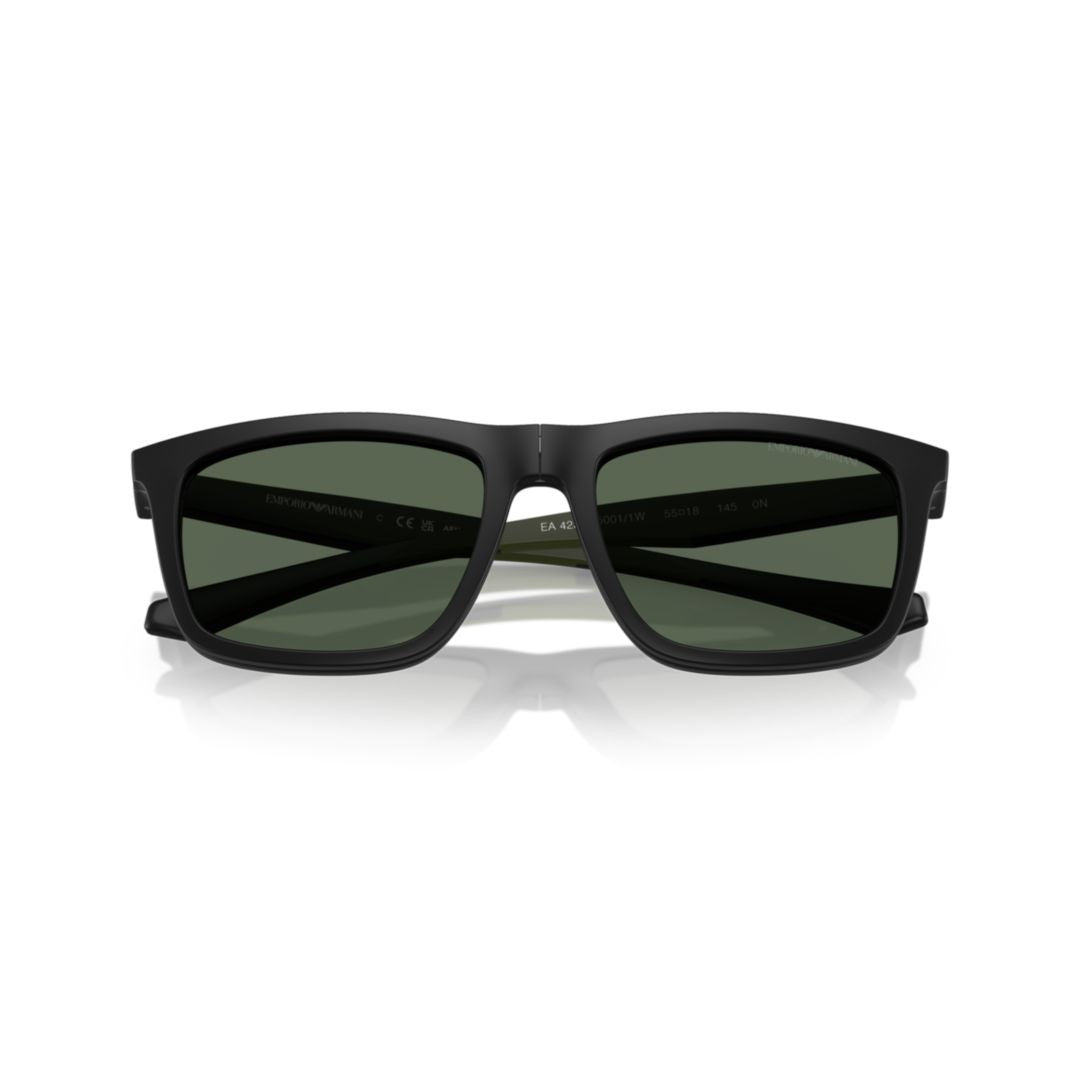 Emporio Armani 0Ea4235 Rectangular Matte Black Eyeglasses With Detachable Tinted Clip-On