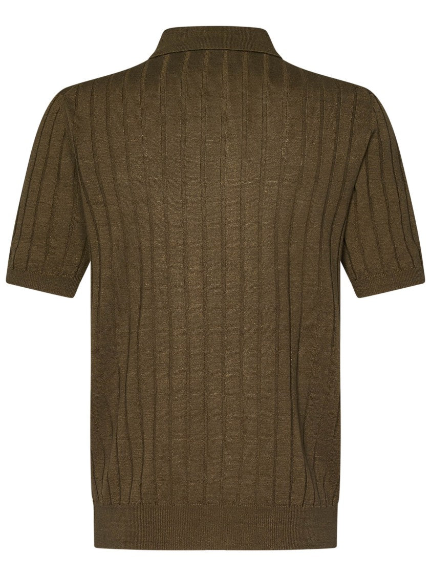 Boglioli Flat-Ribbed Green Polo Shirt With Tailored Fit