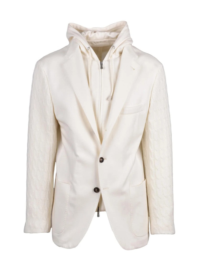 Eleventy Wool Cashmere Knit Blazer With Detachable Lapel
