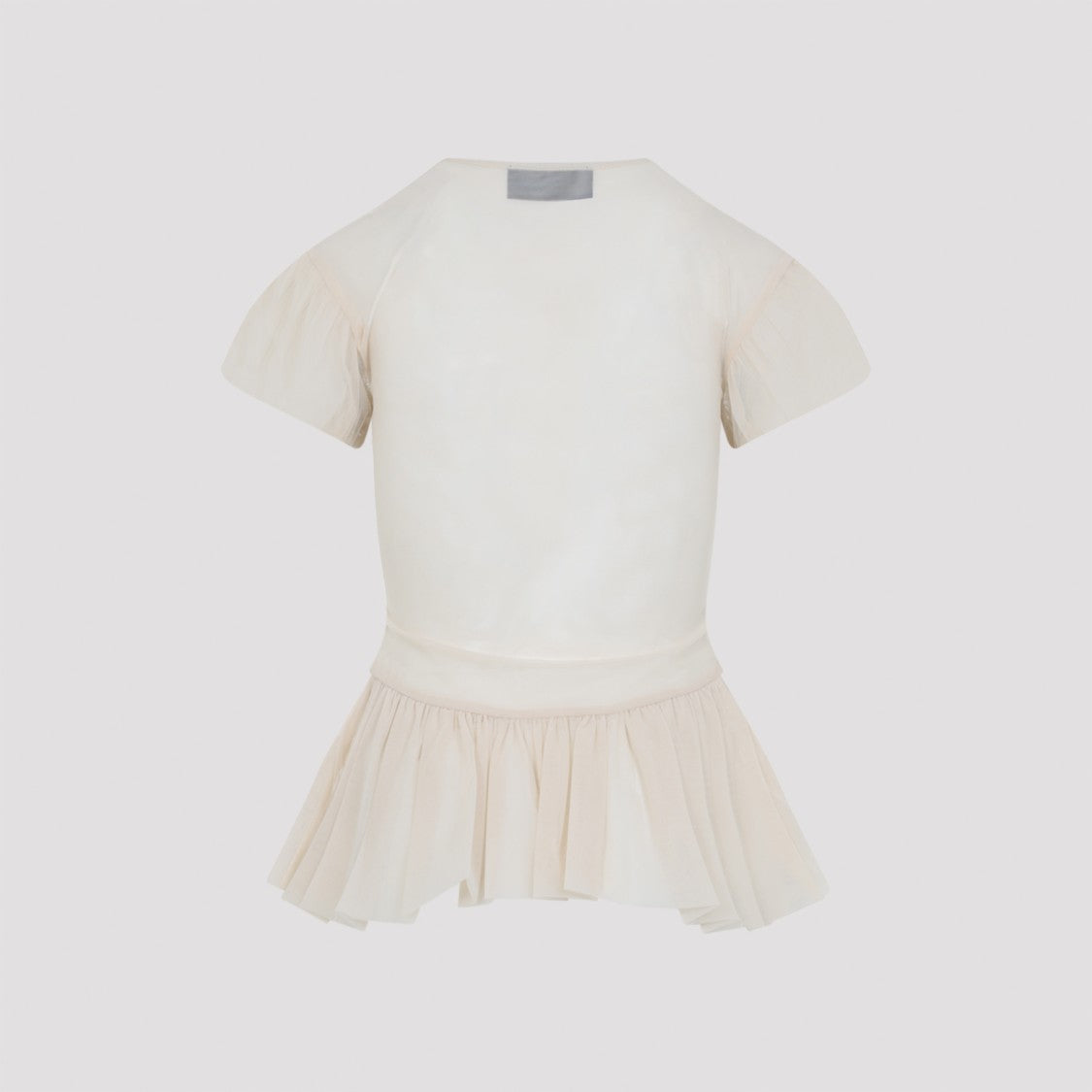 Simone Rocha Fitted Nude Top With Puff Sleeves And Peplum Hem