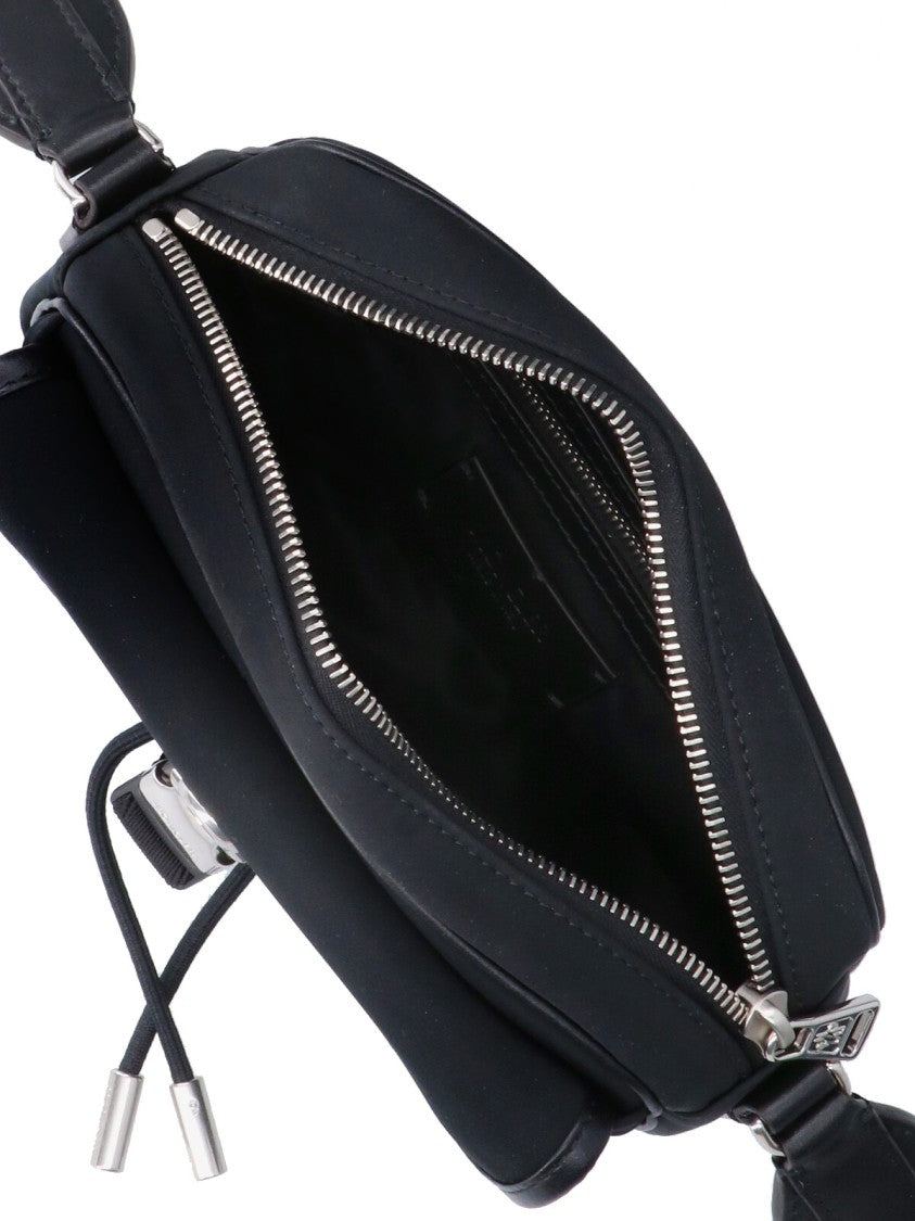 Moncler Black Crossbody Bag With Leather Accents And Adjustable Strap