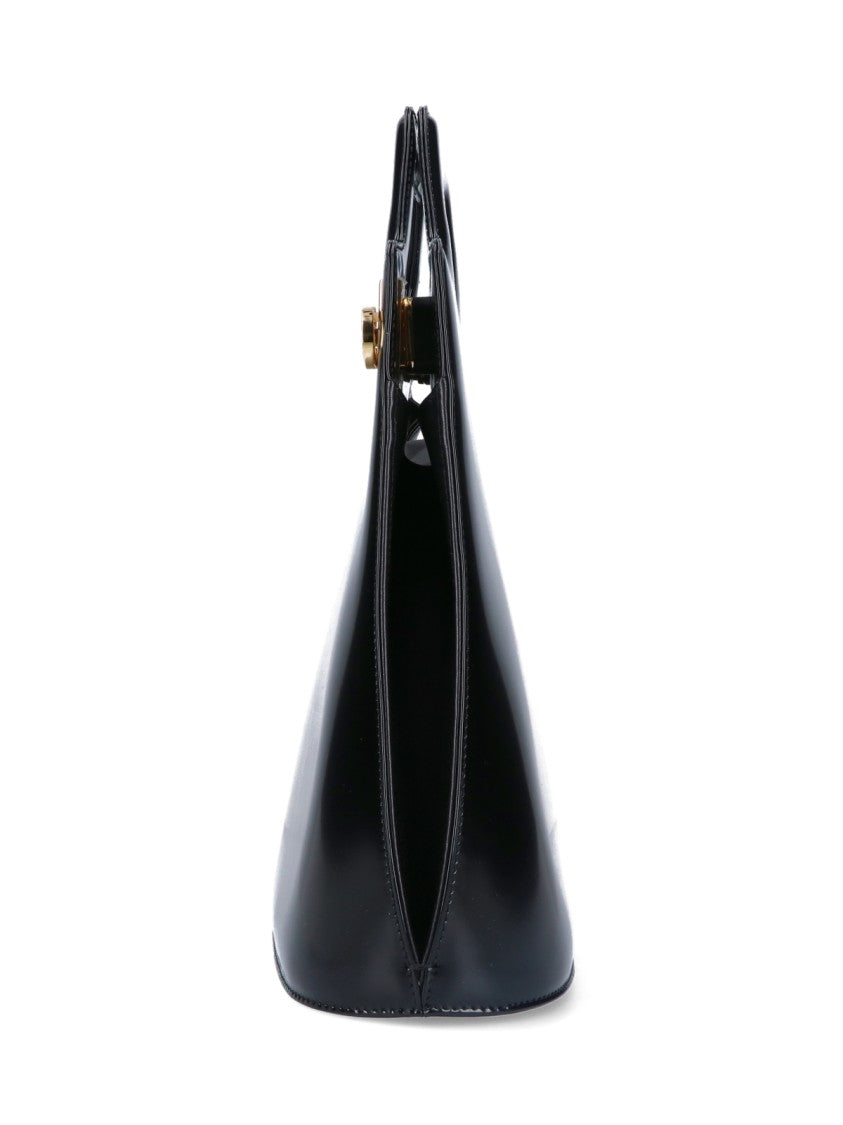 Ferragamo "Wanda" Black Leather Handbag