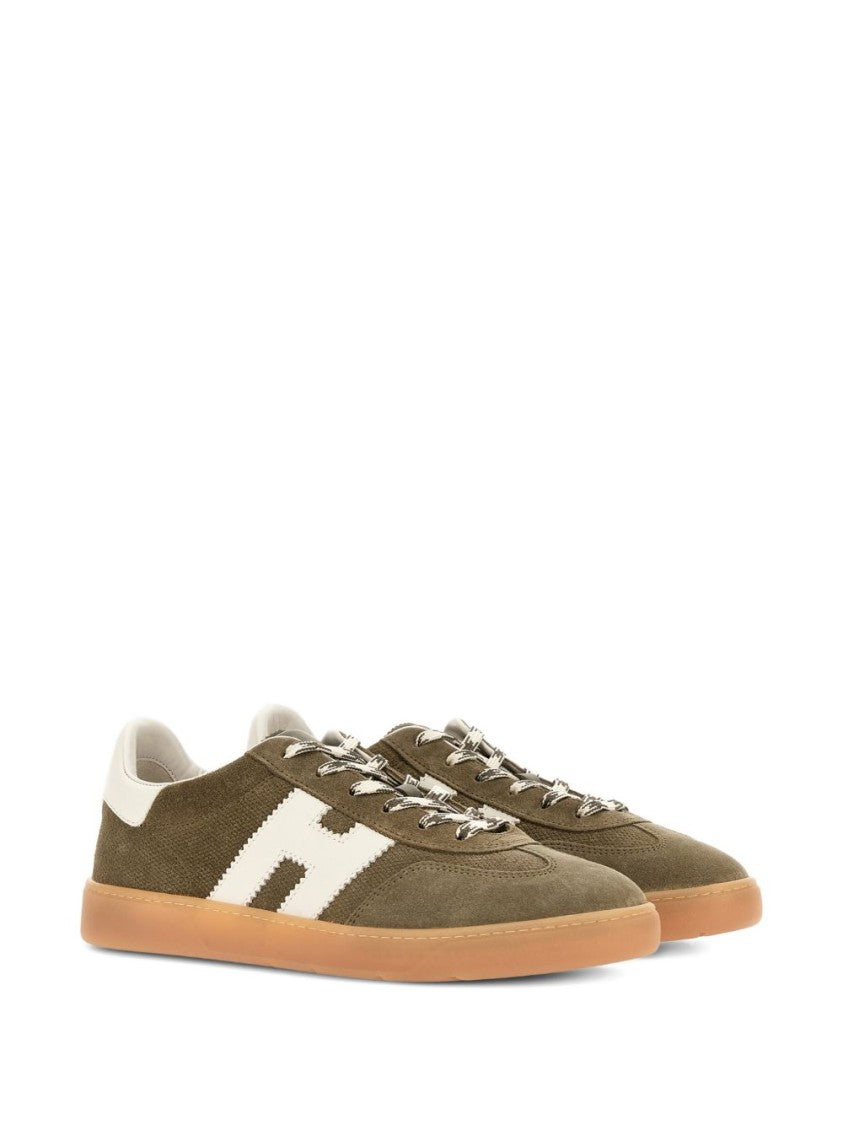 Hogan Low-Top Sneakers With Textured Olive Green Upper