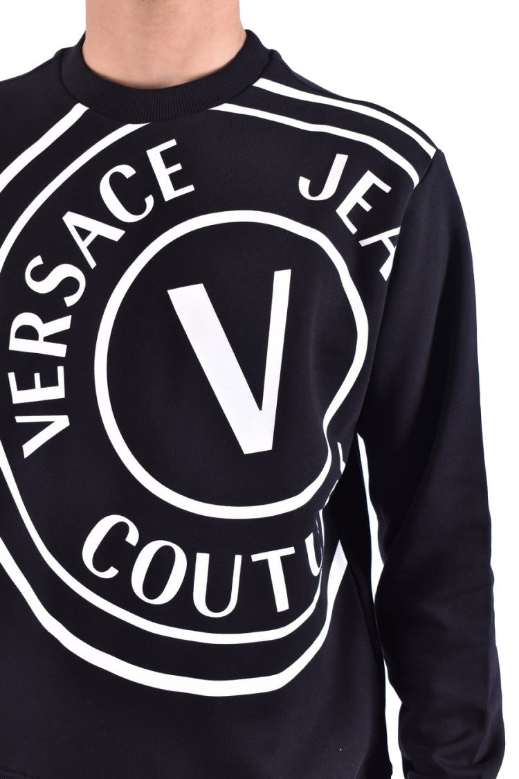 Versace Jeans Couture Black Sweatshirt With Bold Logo Print