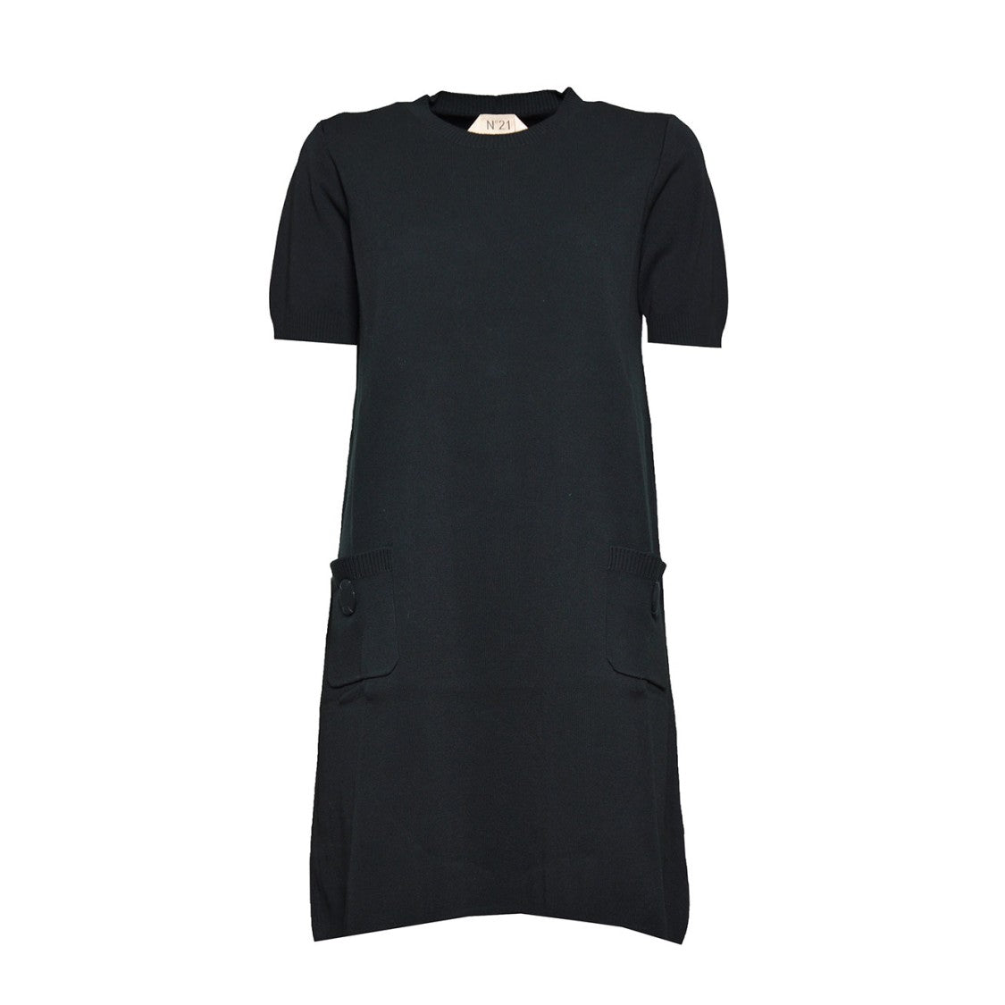 N°21 Black Cotton Short Dress With Pockets