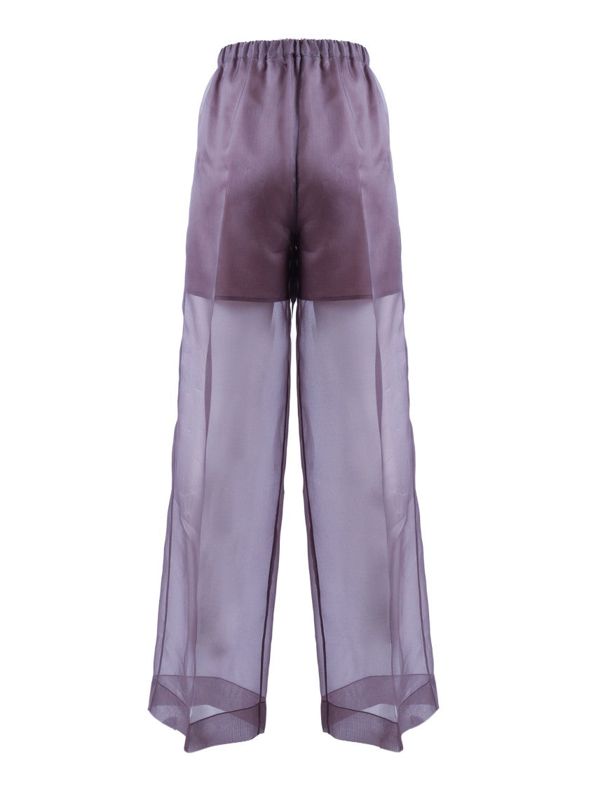 Antonelli Firenze Sheer Wide-Leg Pants With High Waist
