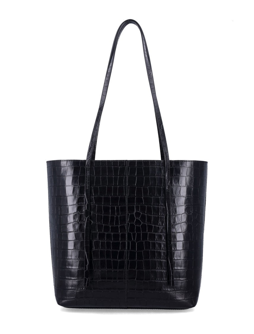 By Malene Birger Crocodile-Embossed Leather Tote Bag With Spacious Interior
