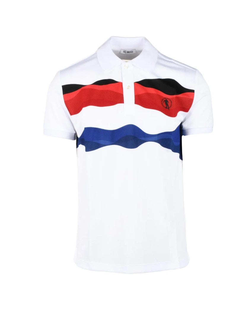 Bikkembergs White Polyester Striped Polo Shirt