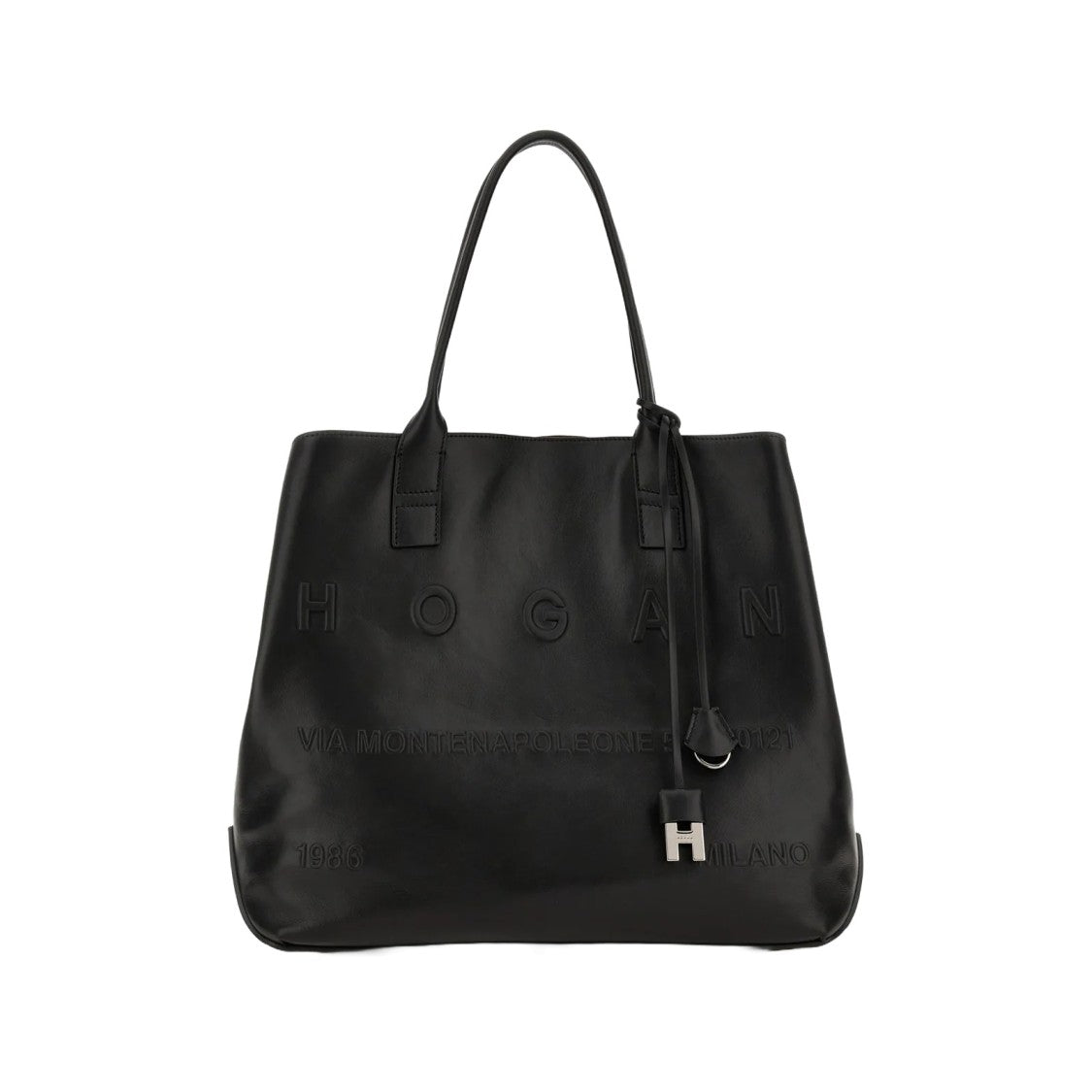 Hogan Refined Leather Tote Bag With Embossed Branding