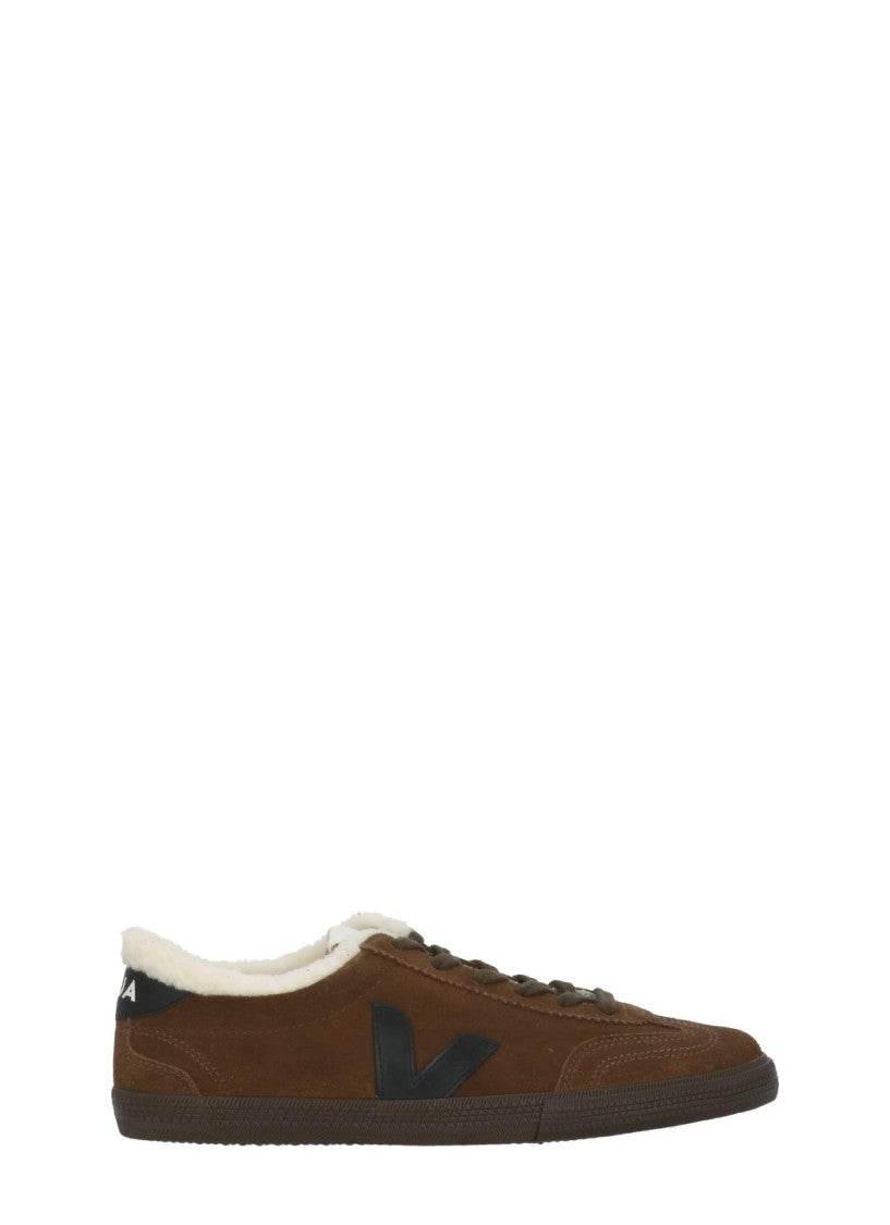 Veja Volley Winter Brown Shearling Suede Low-Top Sneakers