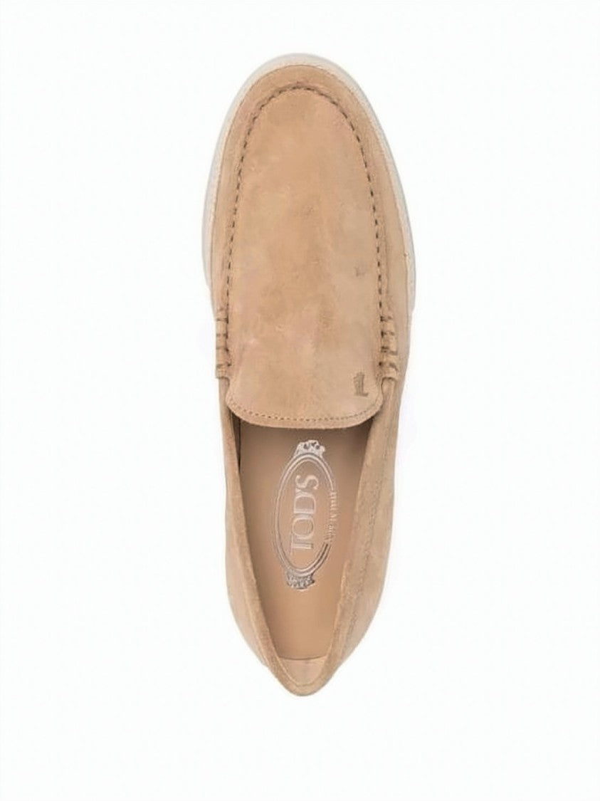 Tod's Suede Loafers With Rounded Toe And Textured Grip Sole