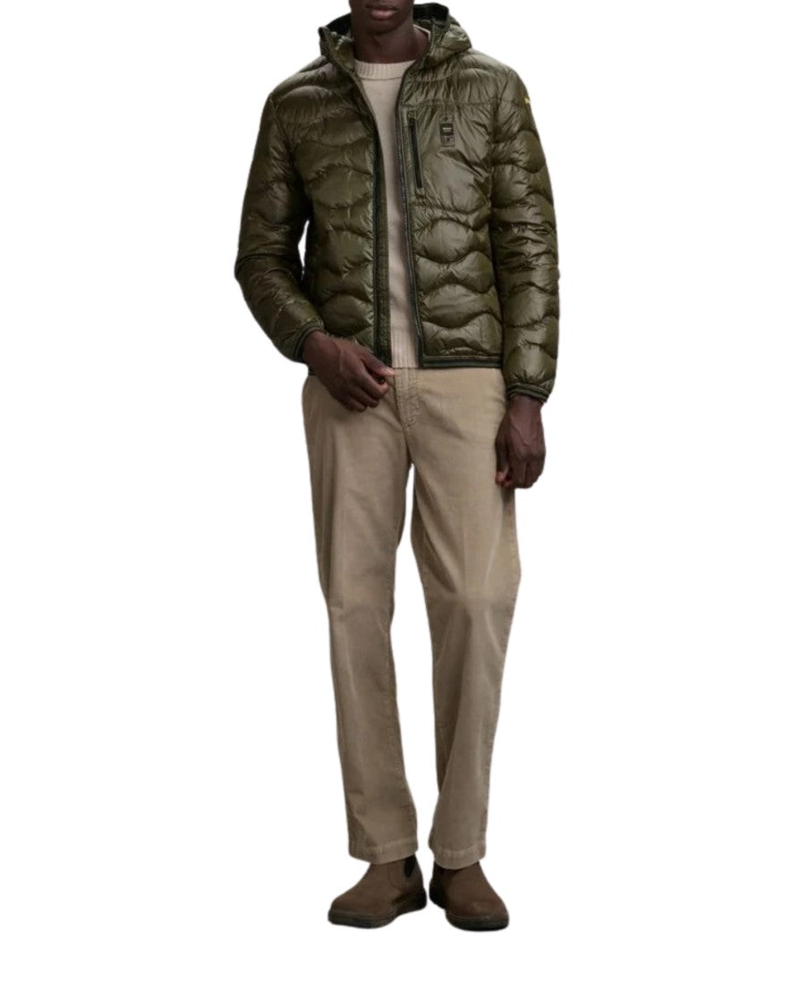 Blauer Men’S Wave-Quilt Hooded Down Jacket